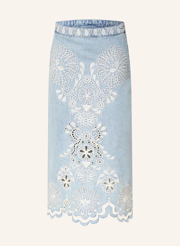 FARM RIO Jeansrock mit Lochspitze HELLBLAU / WEISS