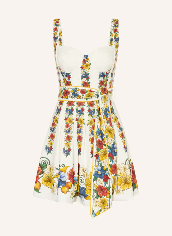 FARM RIO Šaty TROPI s lnem a plisováním BÍLÁ / ČERVENÁ / ŽLUTÁ