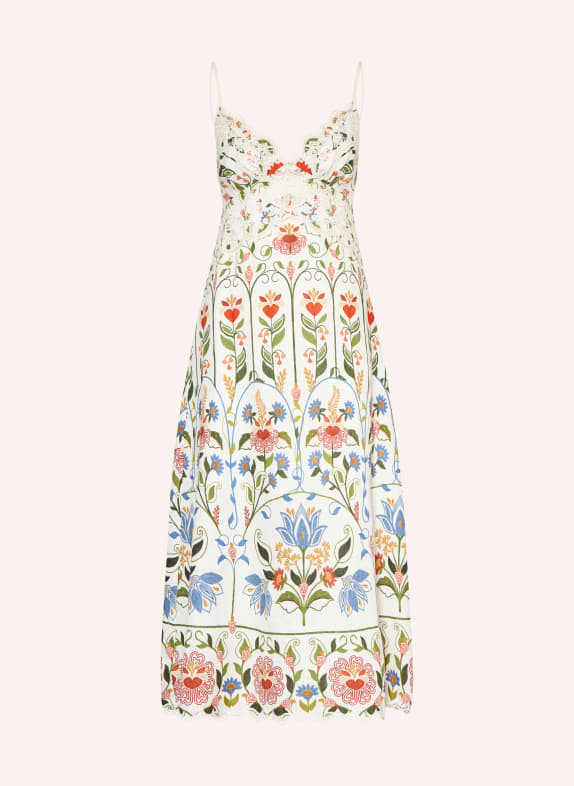 FARM RIO Kleid STITCHED GARDEN mit Lochspitze WEISS / ROT / GRÜN