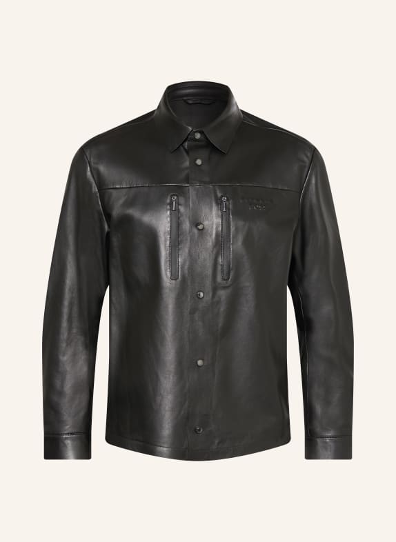 BOSS Leather jacket BLACK