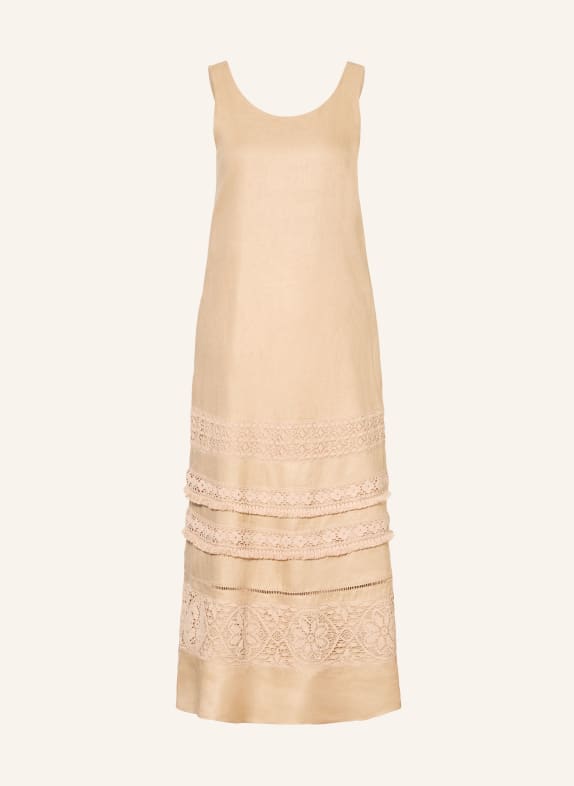 WEEKEND Max Mara Linnen jurk DOLMEN met kant BEIGE