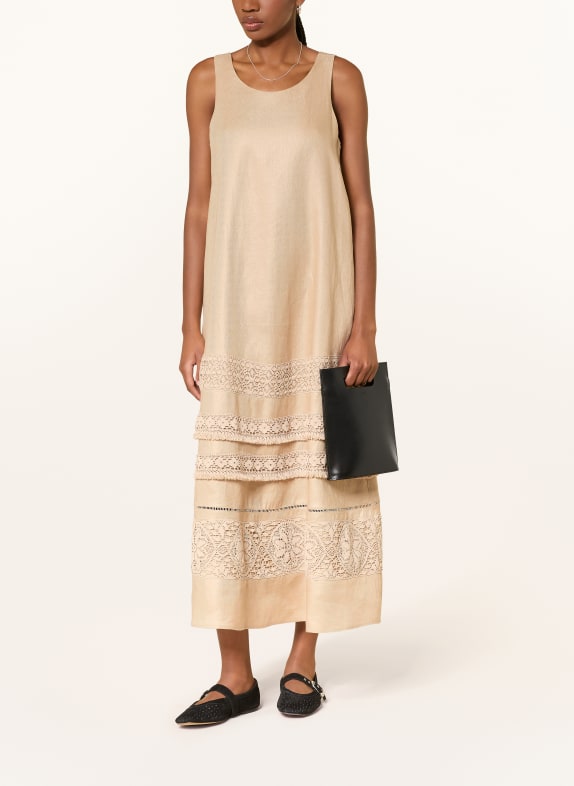 WEEKEND Max Mara Leinenkleid DOLMEN mit Spitze BEIGE