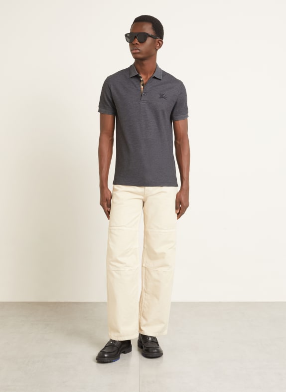 BURBERRY Tricou polo din piqué, croială slim fit GRI ÎNCHIS