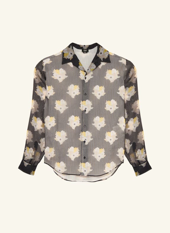 FENDI Silk Shirt, Comfort Fit BLACK / YELLOW / WHITE