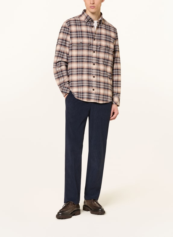 BOGNER Flanellskjorte HEIKO Comfort Fit BEIGE / BRUN / MØRKEBLÅ