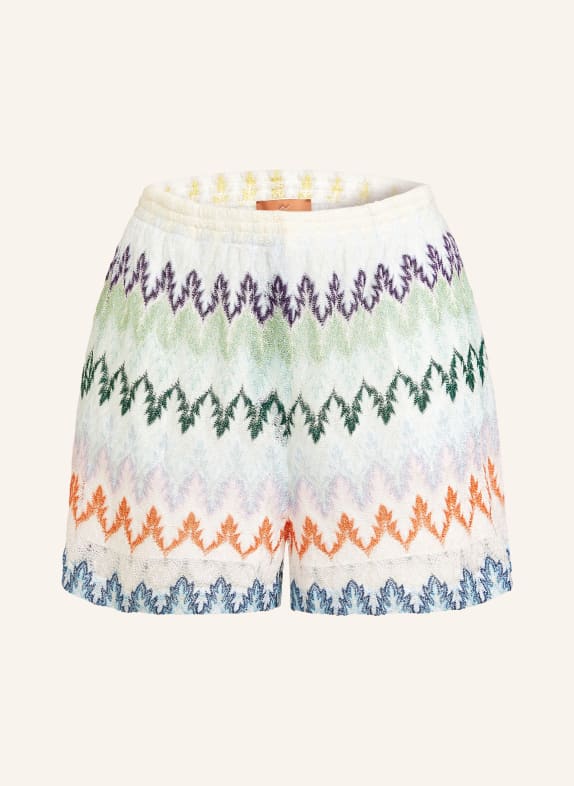MISSONI Strickshorts mit Glitzergarn HELLBLAU / ORANGE / HELLGRÜN
