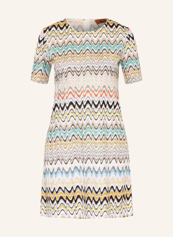 MISSONI Strickkleid BEIGE / PETROL / SCHWARZ