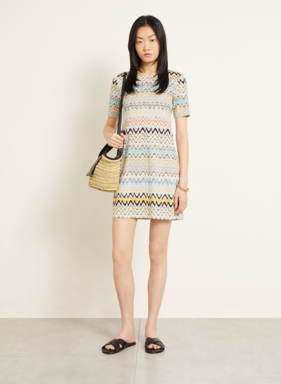 MISSONI Robe en maille BEIGE / BLEU PÉTROLE / NOIR