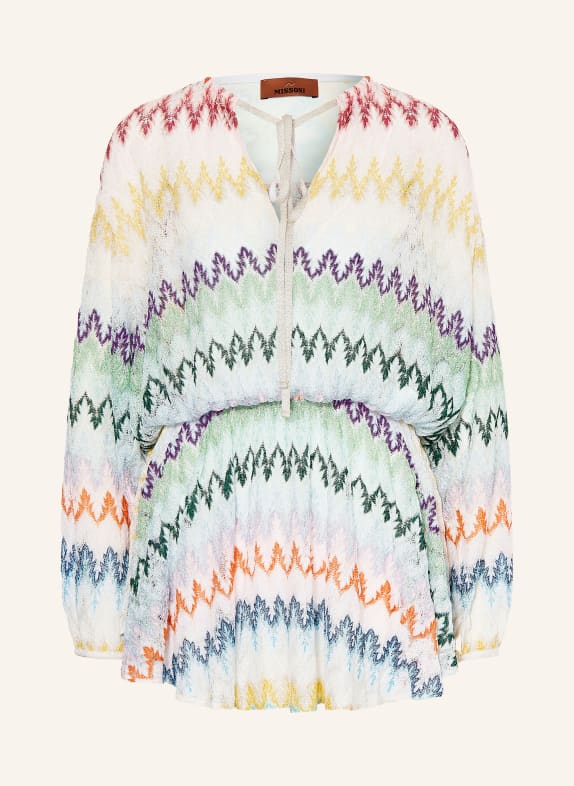 MISSONI Strandjurk met glinsterend garen ECRU / PAARS / GROEN