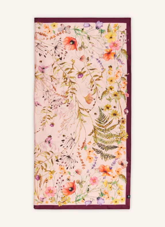 FRAAS hedvábný šátek SVĚTLE RŮŽOVÁ / TMAVĚ ČERVENÁ / ZELENÁ