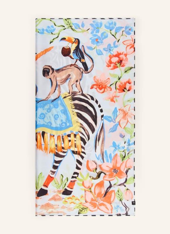 FRAAS zijden sjaal WIT / LICHTBLAUW / ZWART