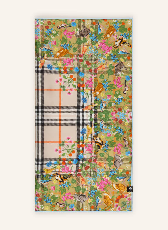 FRAAS silk scarf LIGHT GREEN / PINK / ORANGE