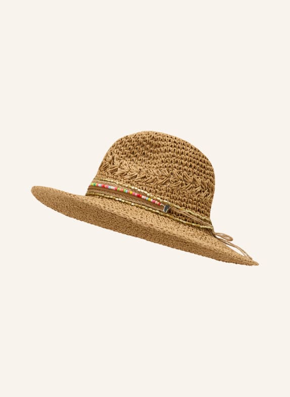 LOEVENICH Hut mit Schmuckperlen HELLBRAUN