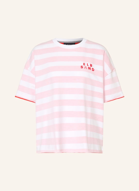ELBSAND T-shirt GRY WHITE / LIGHT RED