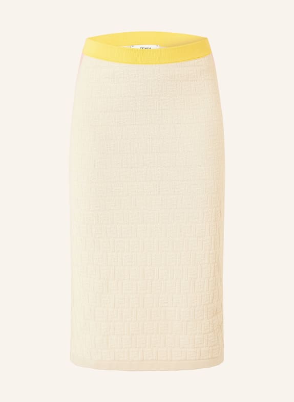 FENDI Strickrock BEIGE / ROSA / GELB