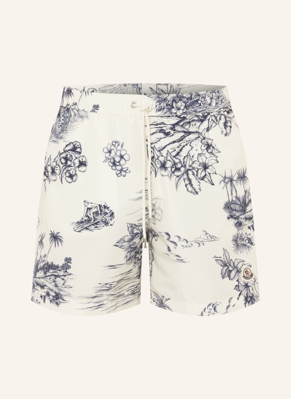 MONCLER Badeshorts ECRU / DUNKELBLAU