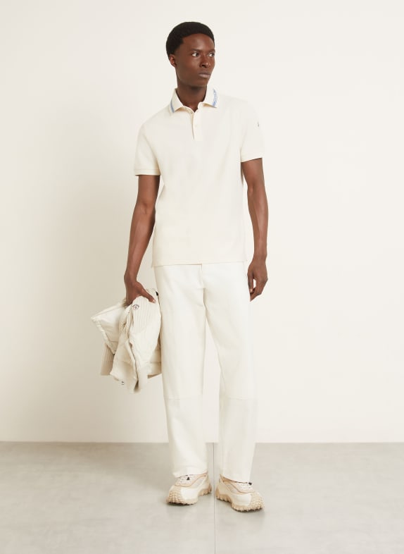 MONCLER Piqué-poloshirt CRÈME / LICHTBLAUW
