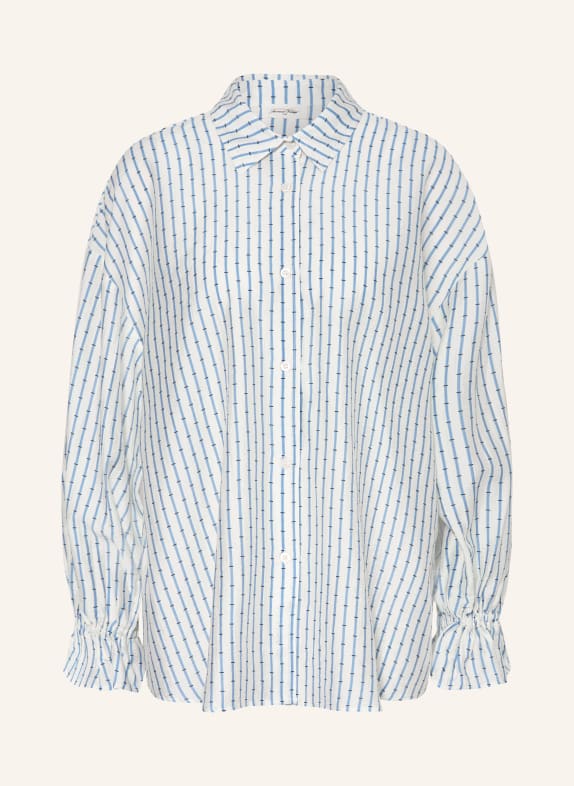 American Vintage Oversizedová košile ZIVOW s volánky MODRÁ / BÍLÁ / ČERNÁ