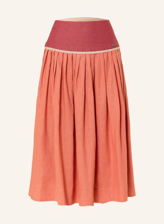 ROCKMACHERIN Trachtenrock SONNABRAND aus Leinen DUNKELORANGE / ROT