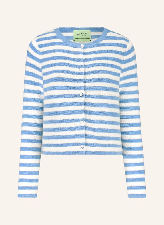 FTC CASHMERE Strickjacke HELLBLAU / WEISS