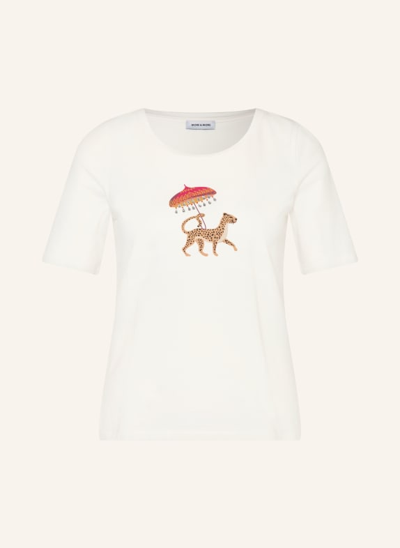 MORE & MORE T-shirt with rhinestones ECRU / BROWN / DARK RED