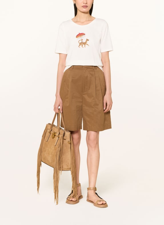MORE & MORE T-shirt with rhinestones ECRU / BROWN / DARK RED