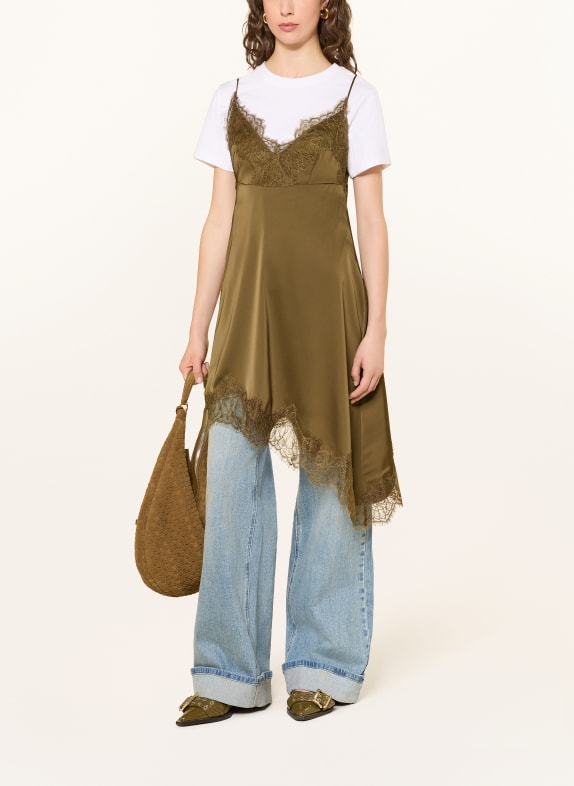 GESTUZ Robe en satin GZLALOU avec de la dentelle OLIVE