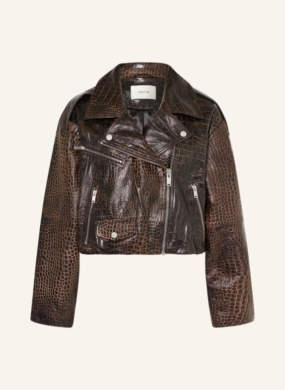 GESTUZ GZCESI Leather Jacket DARK BROWN