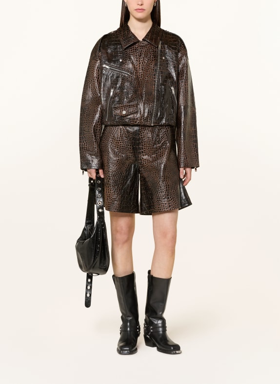GESTUZ Veste en cuir GZCESI MARRON FONCÉ