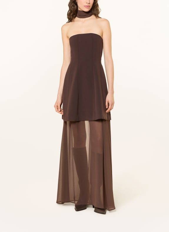 GESTUZ Off-Shoulder-Kleid GZRAYA im Materialmix DUNKELBRAUN