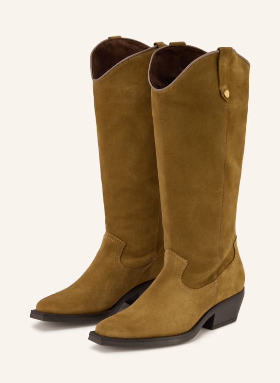 STEVE MADDEN Buty kowbojskie WIRAYA KHAKI / ZŁOTY