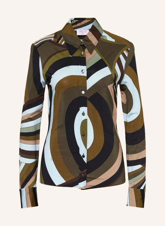 PUCCI Hemdbluse aus Jersey OLIV / HELLBRAUN / HELLBLAU