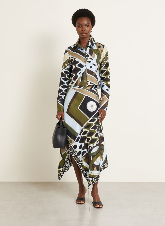 PUCCI Zijden blouse OLIJF / LICHTBRUIN / LICHTBLAUW