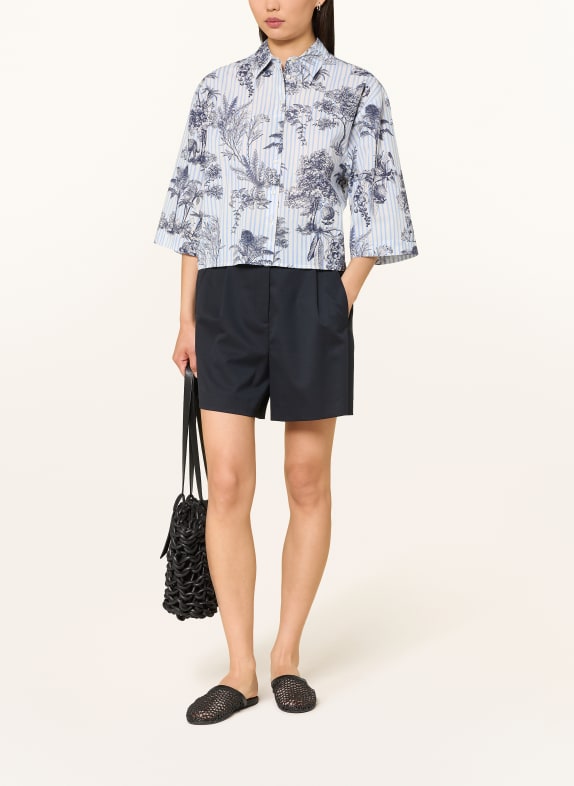 Emily VAN DEN BERGH Overhemdblouse met 3/4-mouwen WIT / LICHTBLAUW / ZWART
