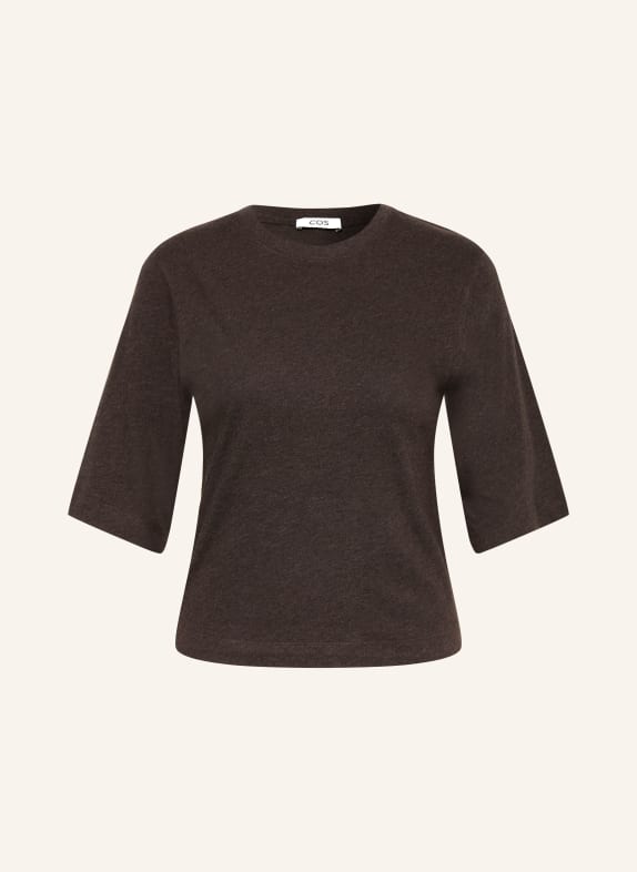 COS Koszulka z rękawem 3/4 CIEMNOBRĄZOWY