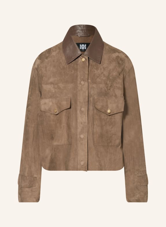 RIANI Leather jacket BROWN / GOLD