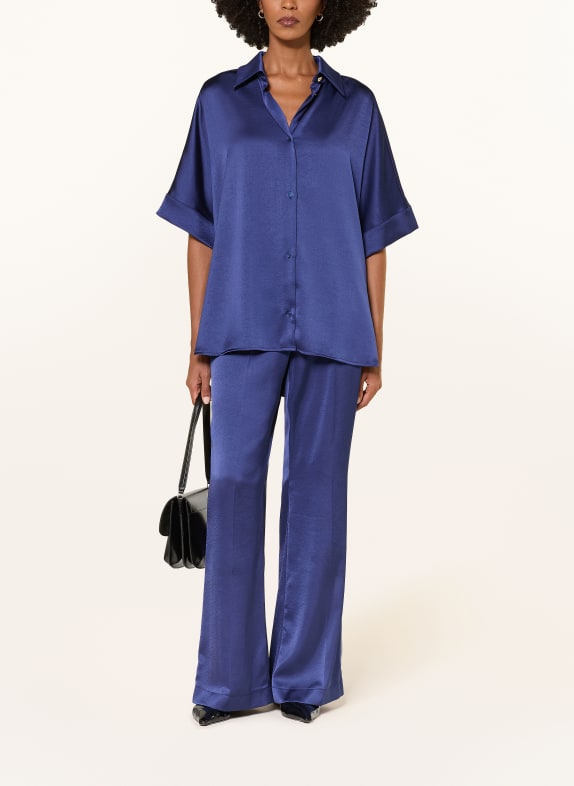 RIANI Oversized satijnen overhemdblouse BLAUW
