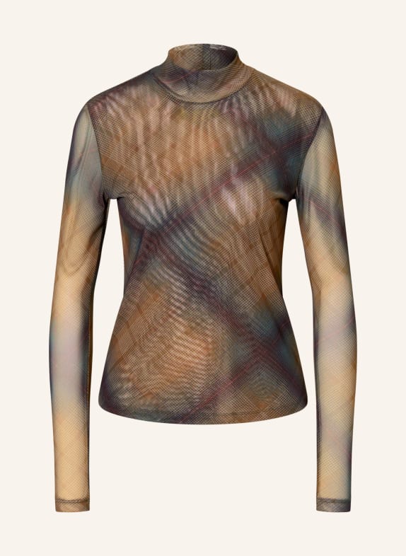 RIANI Longsleeve aus Mesh COGNAC / ROT / GRÜN