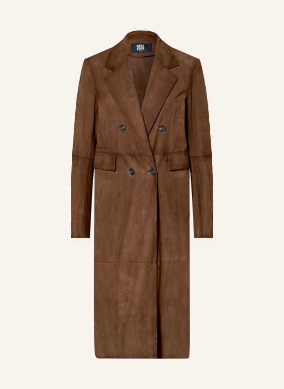 RIANI leather coat DARK BROWN