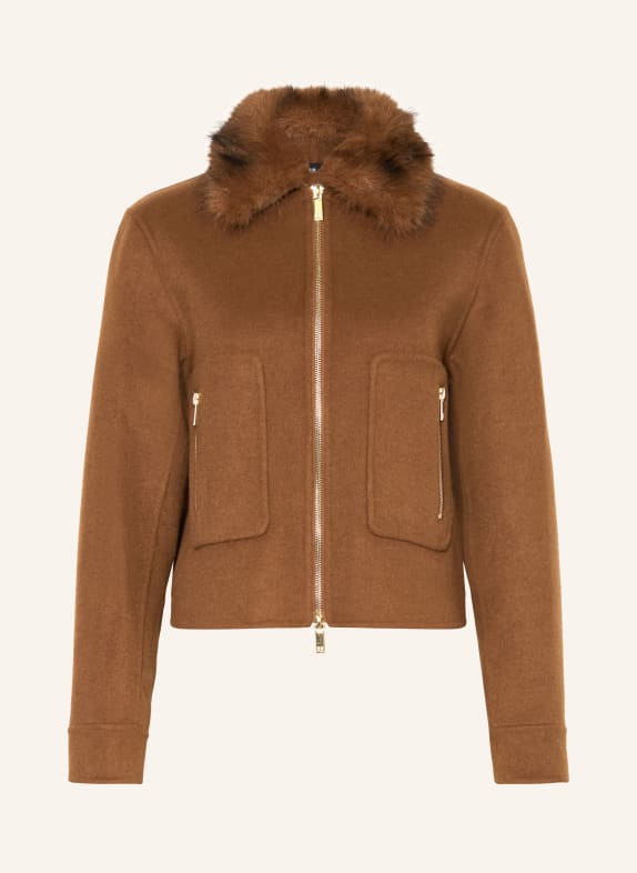 RIANI Jacke mit abnehmbarem Kunstfell COGNAC
