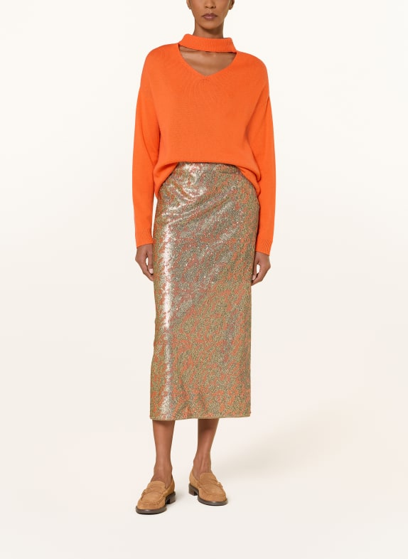 RIANI Rock met pailletten GOUD / ORANJE