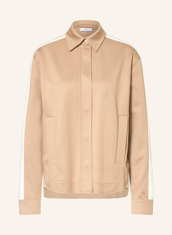 RIANI Sweatjacke mit Galonstreifen CAMEL / WEISS