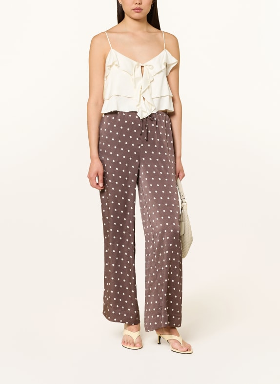 NEO NOIR Broek SEBBA MARRON FONCÉ / WIT