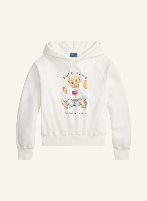 POLO RALPH LAUREN Mikina s kapucí z froté BÍLÁ / SVĚTLE HNĚDÁ / ČERVENÁ