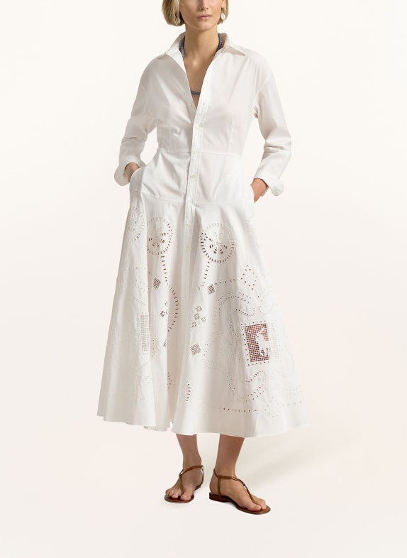 POLO RALPH LAUREN Overhemdjurk met opengewerkte kant WIT