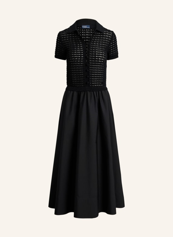 POLO RALPH LAUREN Kleid im Materialmix SCHWARZ