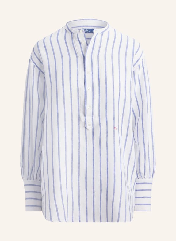 POLO RALPH LAUREN Blusenshirt aus Leinen WEISS / DUNKELBLAU