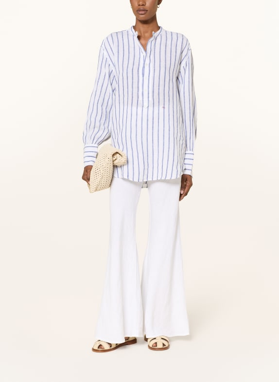 POLO RALPH LAUREN Linen blouse WHITE / DARK BLUE