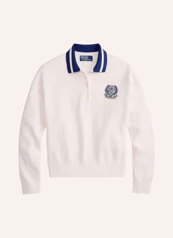 POLO RALPH LAUREN Gebreid poloshirt WIT / DONKERBLAUW