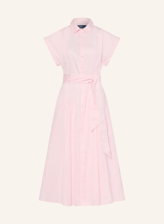 POLO RALPH LAUREN Hemdblusenkleid HELLROSA / WEISS